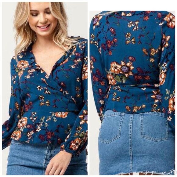 Blu Pepper Floral Wrap Boho Blouse size XS - Picture 3 of 16